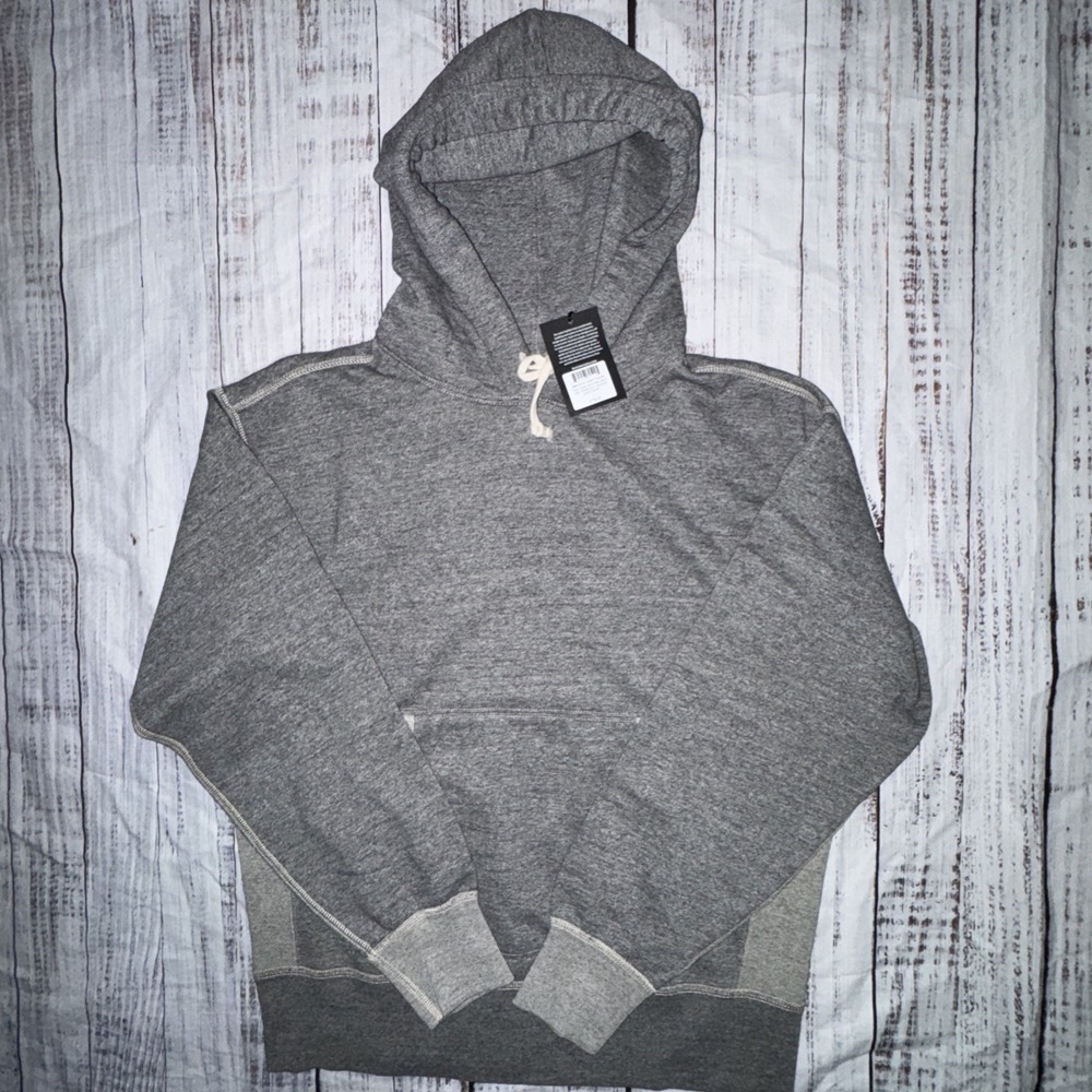 Buck Mason 2-Tone Heather Grey Welterweight Hoodie Sweatshirt Men's Large $158
